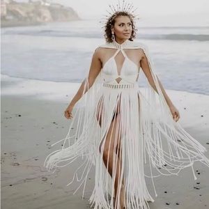 White swim suit Cover up